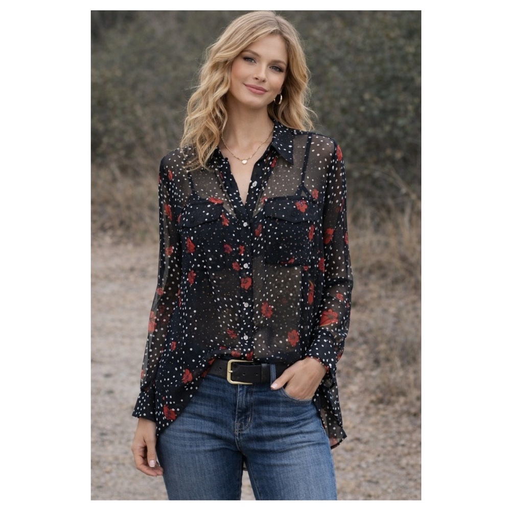 THE KOOPLES Poppy Popi Pop swiss‎ dot Print blouse Size 2